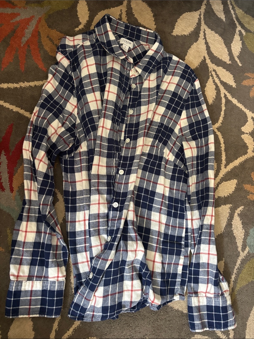 J. Crew Navy, White & Red Plaid Button-Down Shirt